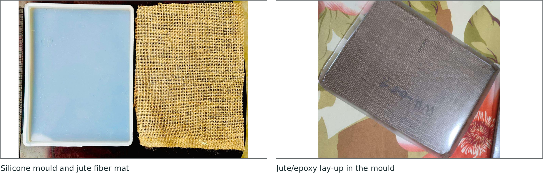Silicone mould, jute reinforcement, lay-up and consolidation